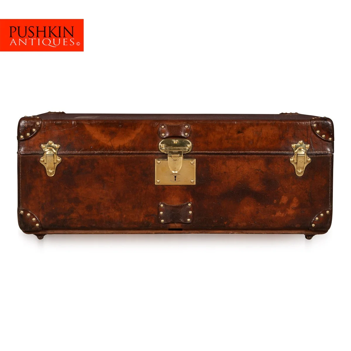 Pushkin Antiques - ANTIQUE 20thC GOYARD LEATHER CABIN TRUNK, FRANCE c.1900 - 02.jpg
