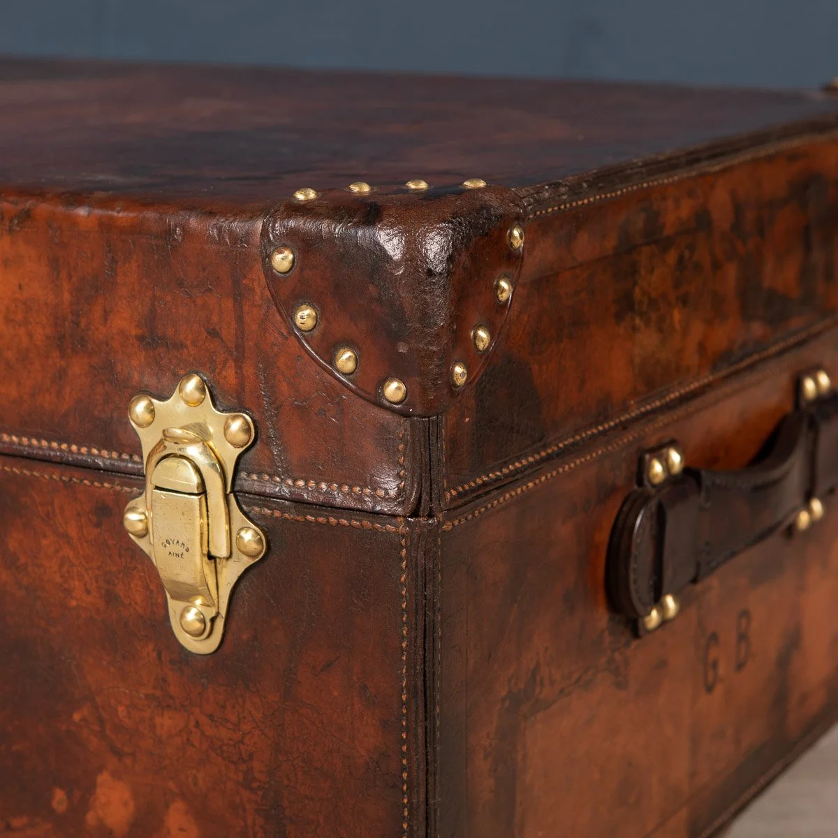 Pushkin Antiques - ANTIQUE 20thC GOYARD LEATHER CABIN TRUNK, FRANCE c.1900 - 38.jpg