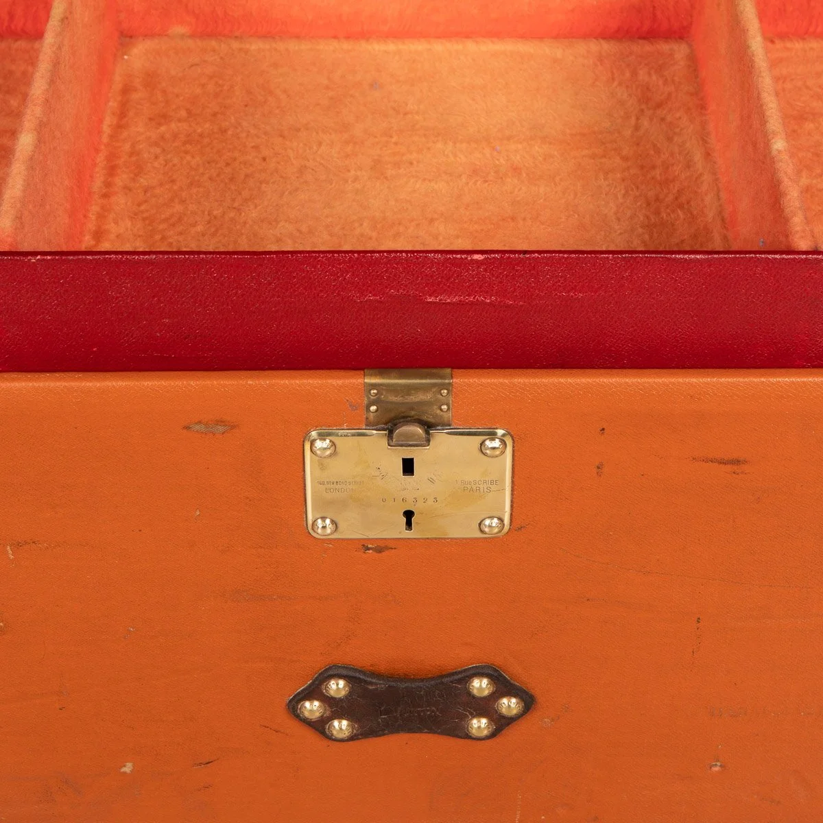 PUSHKIN ANTIQUES - ANTIQUE 20thC LOUIS VUITTON SHOE TRUNK IN ORANGE %22VUITTONITE%22 CANVAS c.1910 - 23.jpg