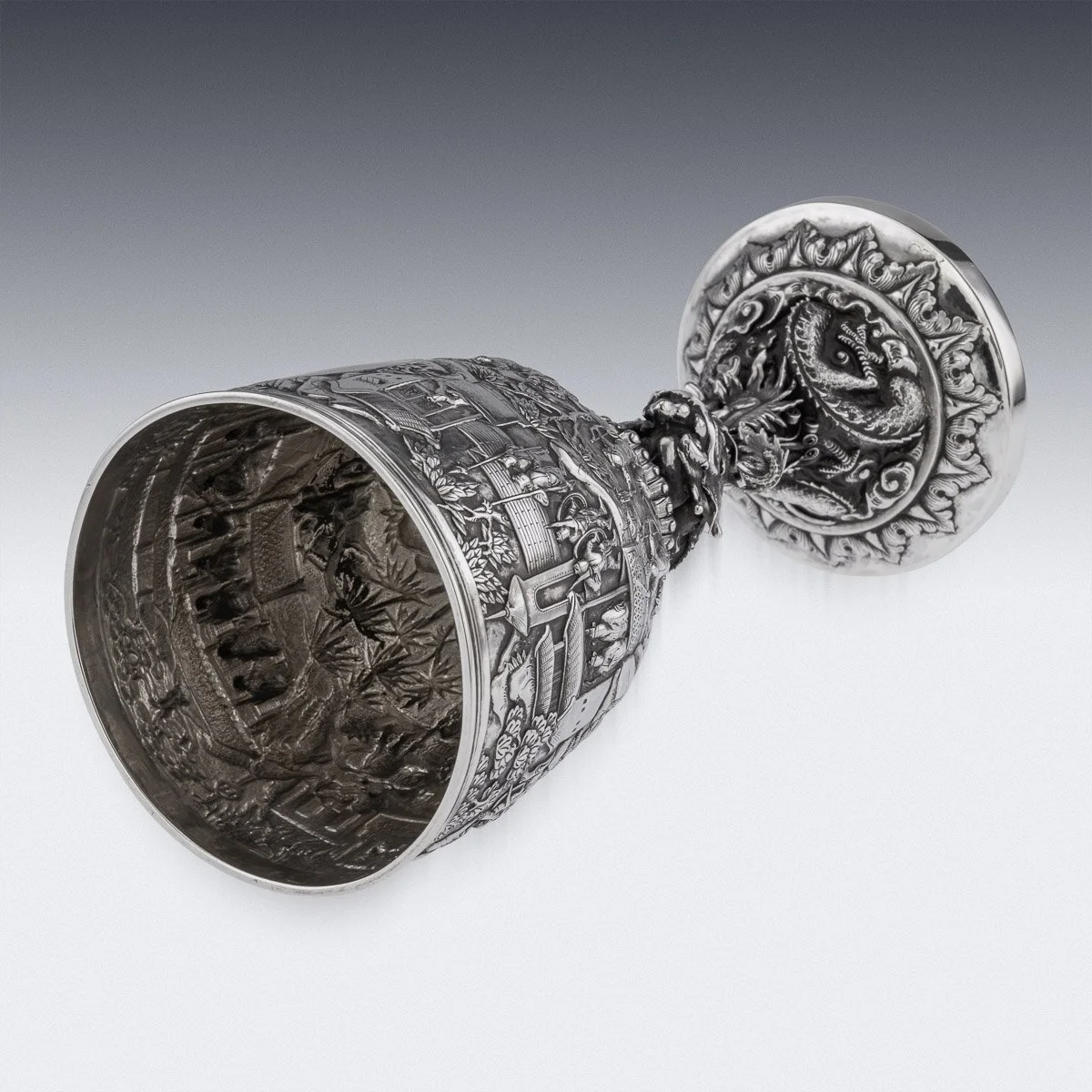 Pushkin Antiques - ANTIQUE 19thC CHINESE EXPORT SOLID SILVER GOBLET c.1870 - 7.jpg