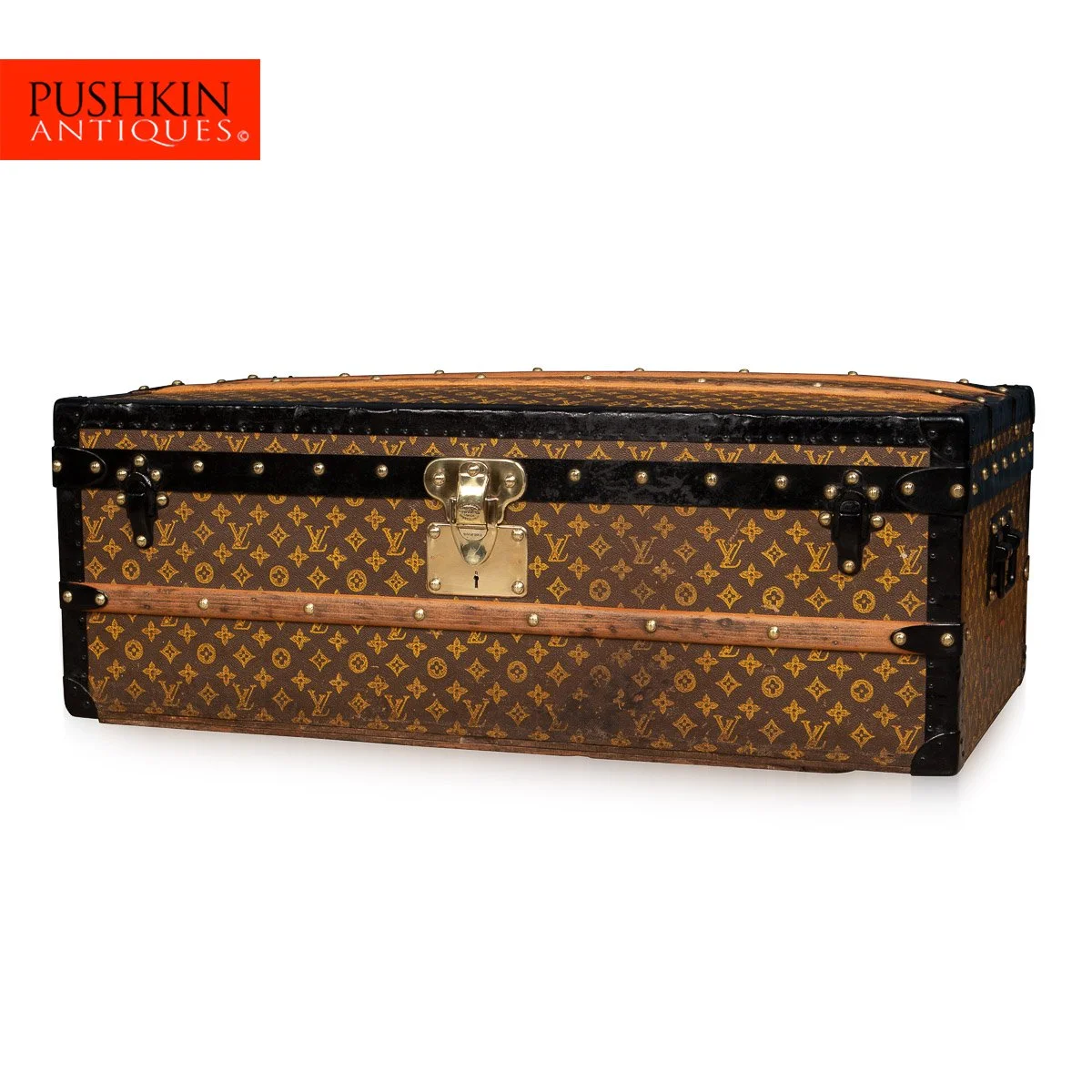 Pushkin Antiques - ANTIQUE 20thC LOUIS VUITTON CABIN TRUNK IN MONOGRAM CANVAS, PARIS c.1910 - 02.jpg