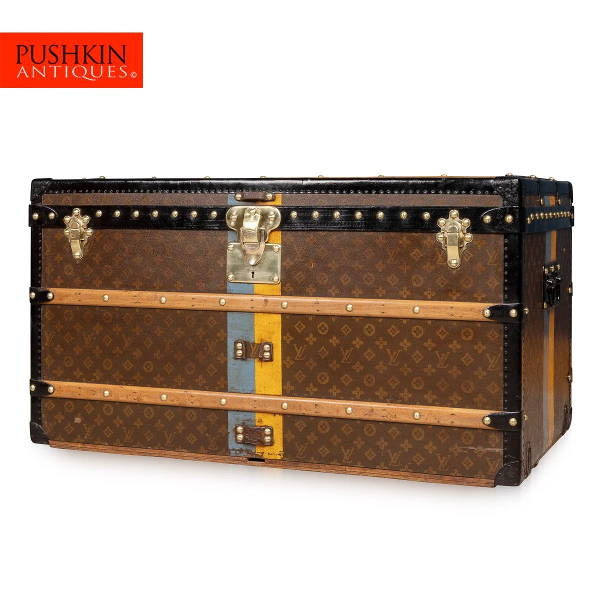 Pushkin Antiques - ANTIQUE 20thC LOUIS VUITTON COURIER TRUNK IN MONOGRAM CANVAS, PARIS c.1930 - 02.jpg