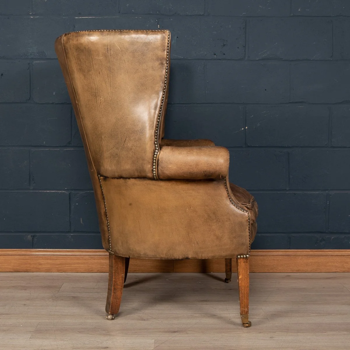 Pushkin Antiques - A MID 20thC ENGLISH LEATHER BARREL BACK ARMCHAIR c.1950 - 07.jpg