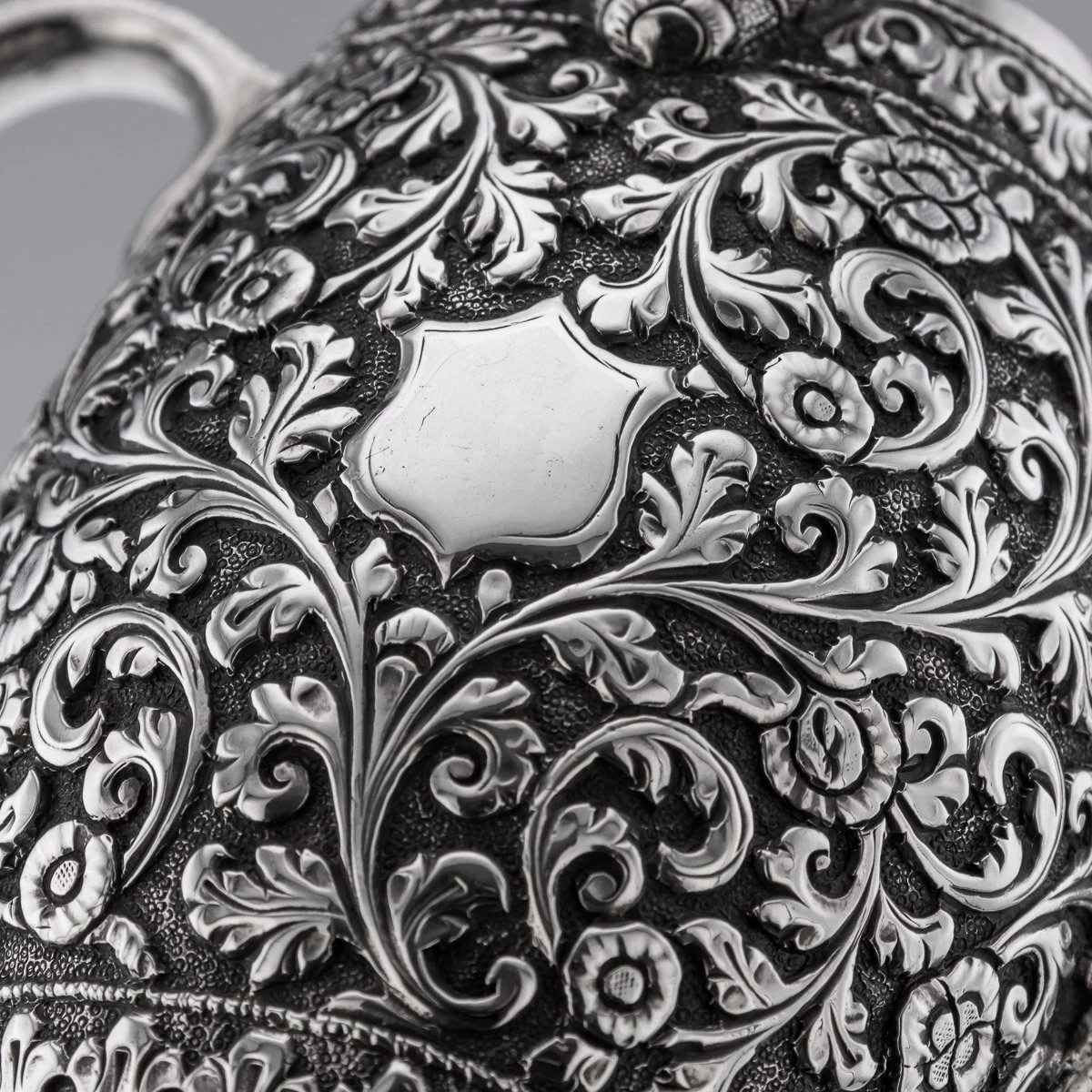 PUSHKIN ANTIQUES - ANTIQUE 19thC INDIAN CUTCH SOLID SILVER SALVER DOUBLE CREAM JUG c.1880 - 12.jpg