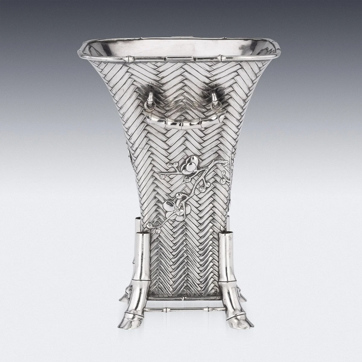 PUSHKIN ANTIQUES - ANTIQUE 20thC JAPANESE MEIJI PERIOD SOLID SILVER VASE c.1900 - 06.jpg