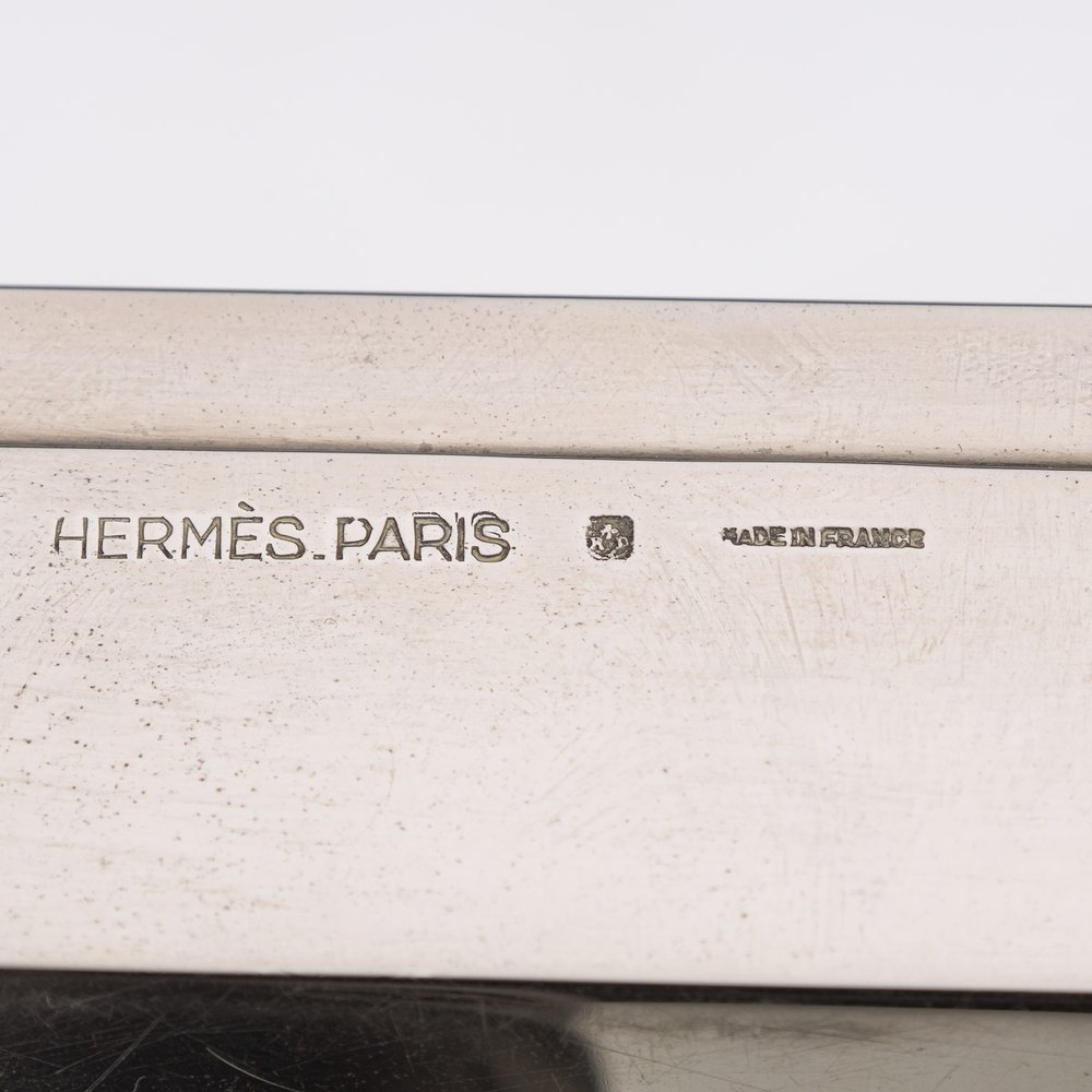 STYLISH 20thC FRENCH SILVER & GOLD PLATED CIGAR BOX, HERMES c.1960 —  Pushkin Antiques