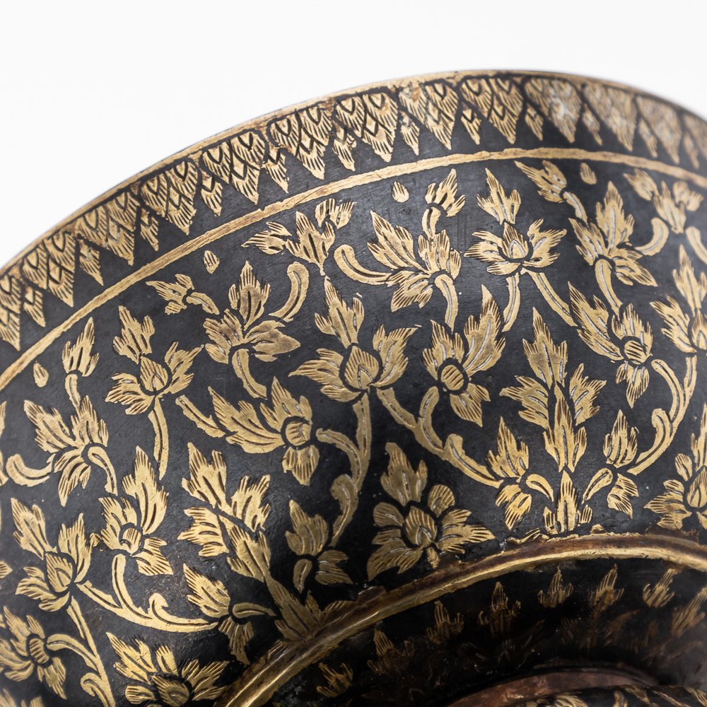 19th Century Thai Silver-Gilt Niello Enamel Bowl, 1800s for sale at Pamono