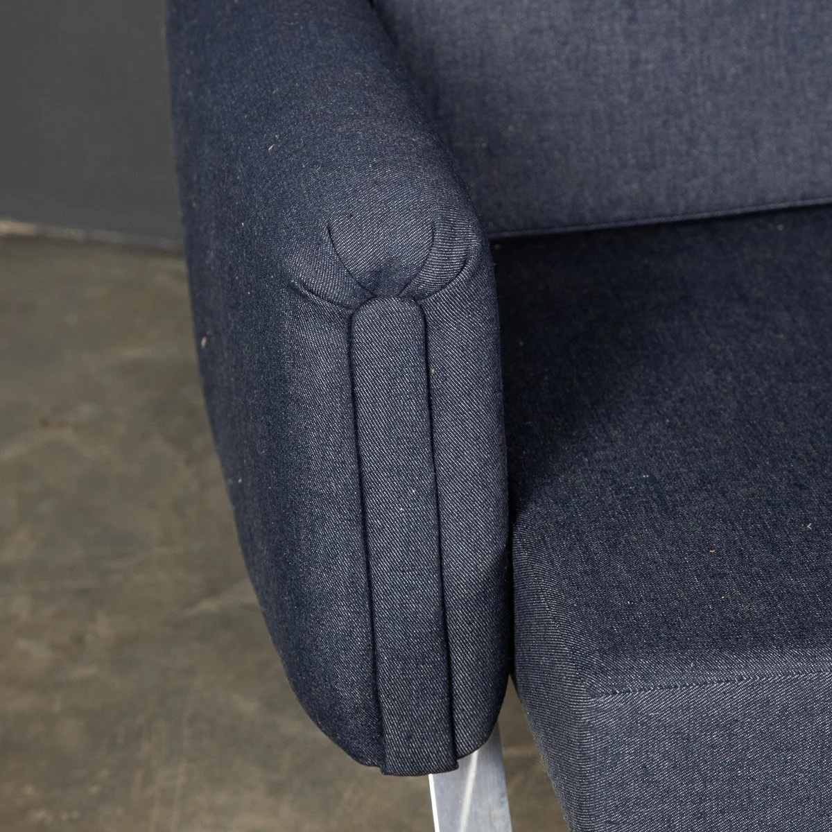 PUSHKIN ANTIQUES - STRIKING 20thC PAIR OF METAL FRAMED DENIM CHAIRS c.1970 - 10.jpg