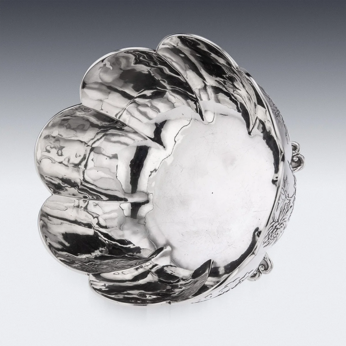 ANTIQUE 19thC CHINESE EXPORT SOLID SILVER BOWL ON STAND, WANG HING c.1890 - 06.jpg