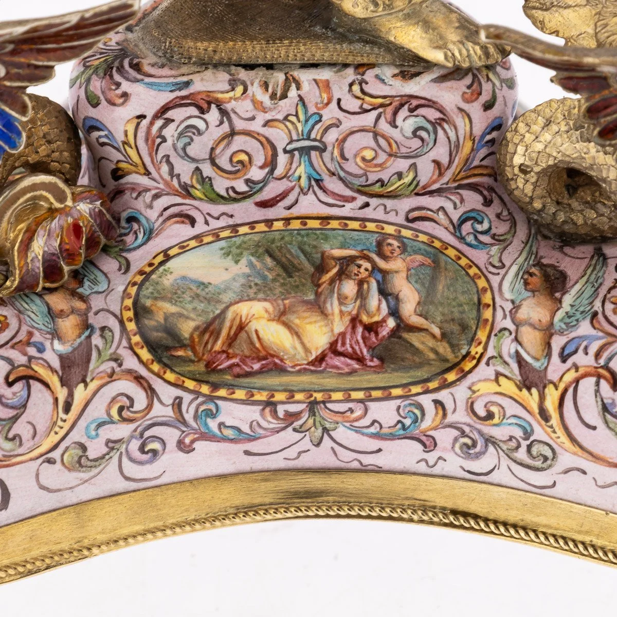 ANTIQUE 19thC AUSTRIAN SILVER-GILT & PAINTED ENAMEL CLOCK, KARL BENDER c.1880 - 30.jpg
