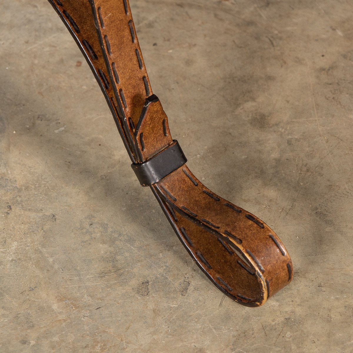 STYLISH 20thC COLD PAINTED STRAP & BUCKLE WROUGHT IRON CONSOLE c.1980 - 12.jpg