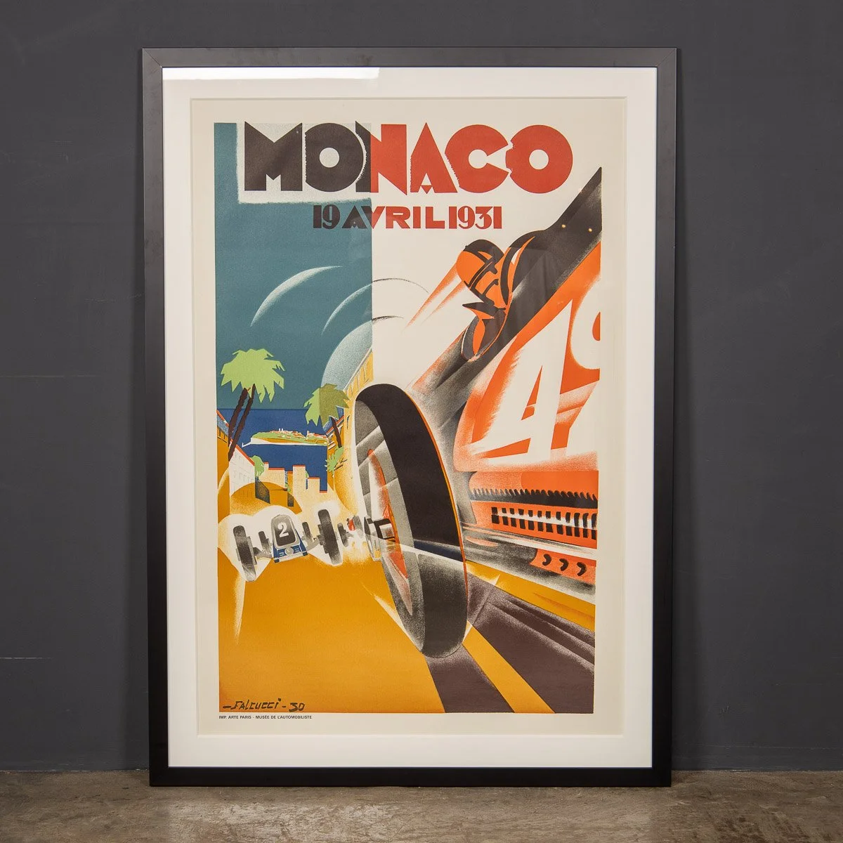 SUPERB 20thC ORIGINAL MONACO RACING POSTER, FALCUCCI c.1930 - 3.jpg