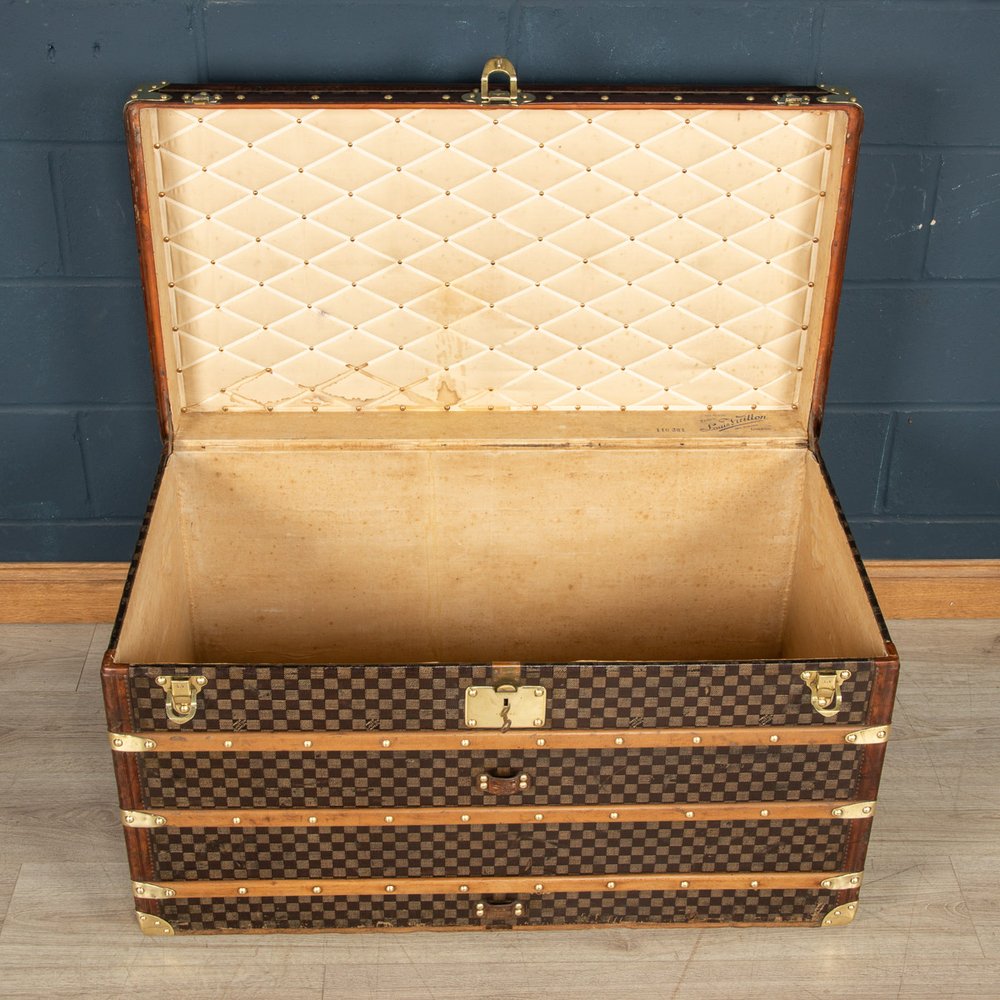 ANTIQUE 20thC LOUIS VUITTON TRUNK IN WOVEN CANVAS, PARIS c.1900 — Pushkin  Antiques