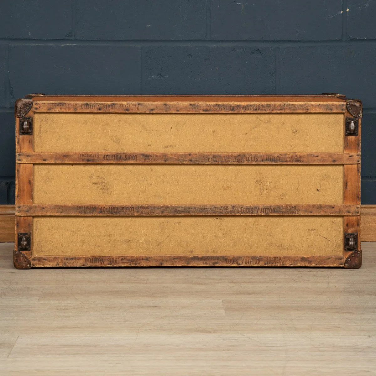 Pushkin Antiques - ANTIQUE 20thC LOUIS VUITTON %22IDEAL%22 TRUNK IN ORANGE %22VUITTONITE%22 CANVAS c.1900 - 08.jpg