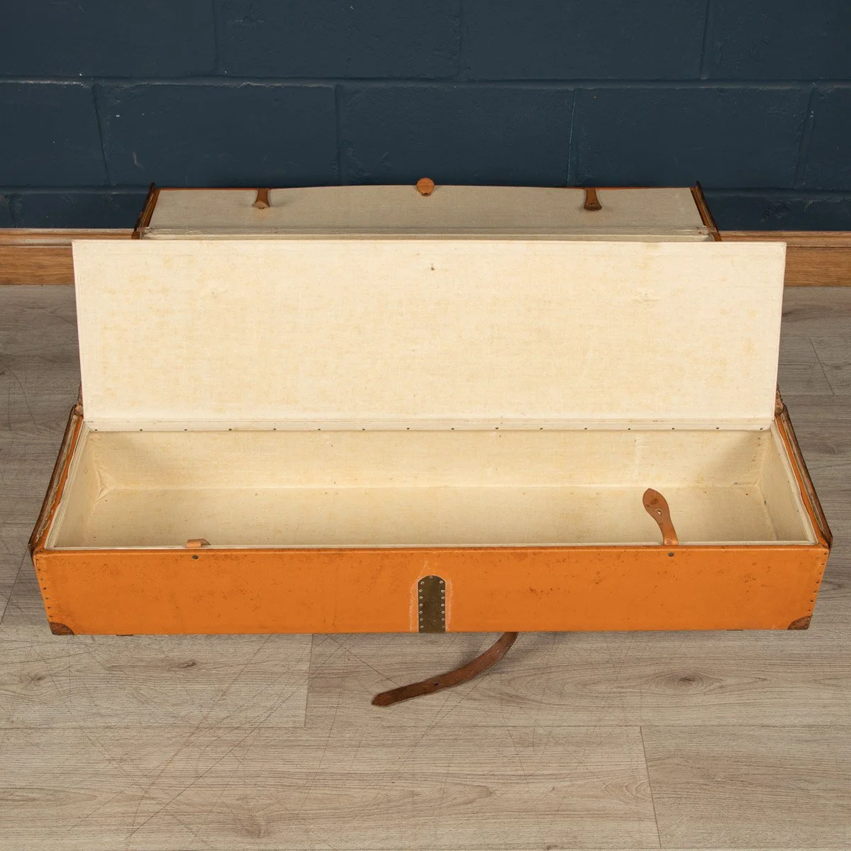 Pushkin Antiques - ANTIQUE 20thC LOUIS VUITTON %22IDEAL%22 TRUNK IN ORANGE %22VUITTONITE%22 CANVAS c.1900 - 11.jpg