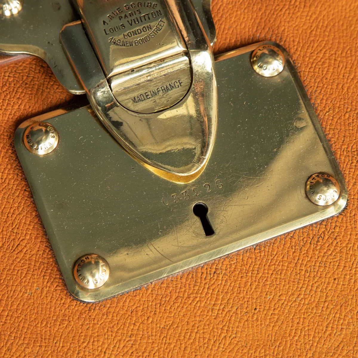 Pushkin Antiques - ANTIQUE 20thC LOUIS VUITTON %22IDEAL%22 TRUNK IN ORANGE %22VUITTONITE%22 CANVAS c.1900 - 14.jpg