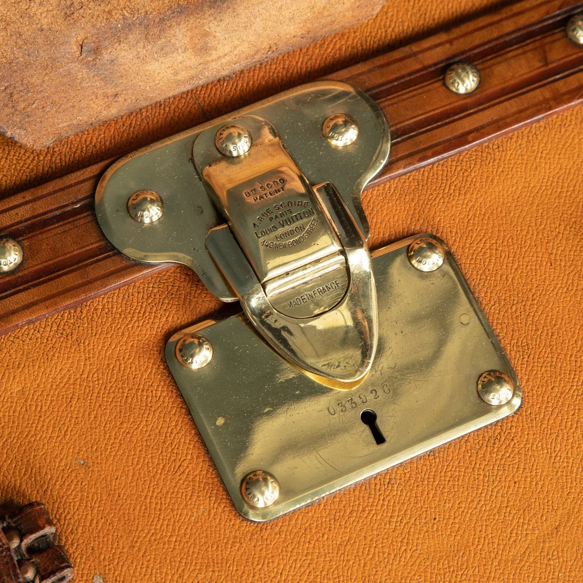 Pushkin Antiques - ANTIQUE 20thC LOUIS VUITTON %22IDEAL%22 TRUNK IN ORANGE %22VUITTONITE%22 CANVAS c.1900 - 13.jpg
