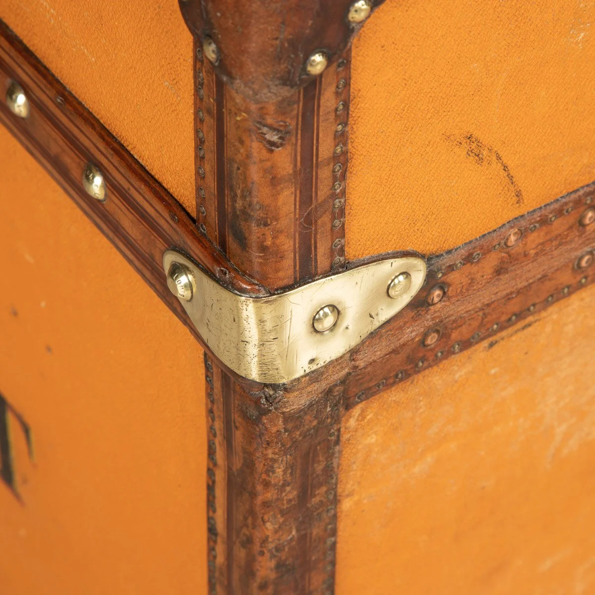 Pushkin Antiques - ANTIQUE 20thC LOUIS VUITTON %22IDEAL%22 TRUNK IN ORANGE %22VUITTONITE%22 CANVAS c.1900 - 31.jpg