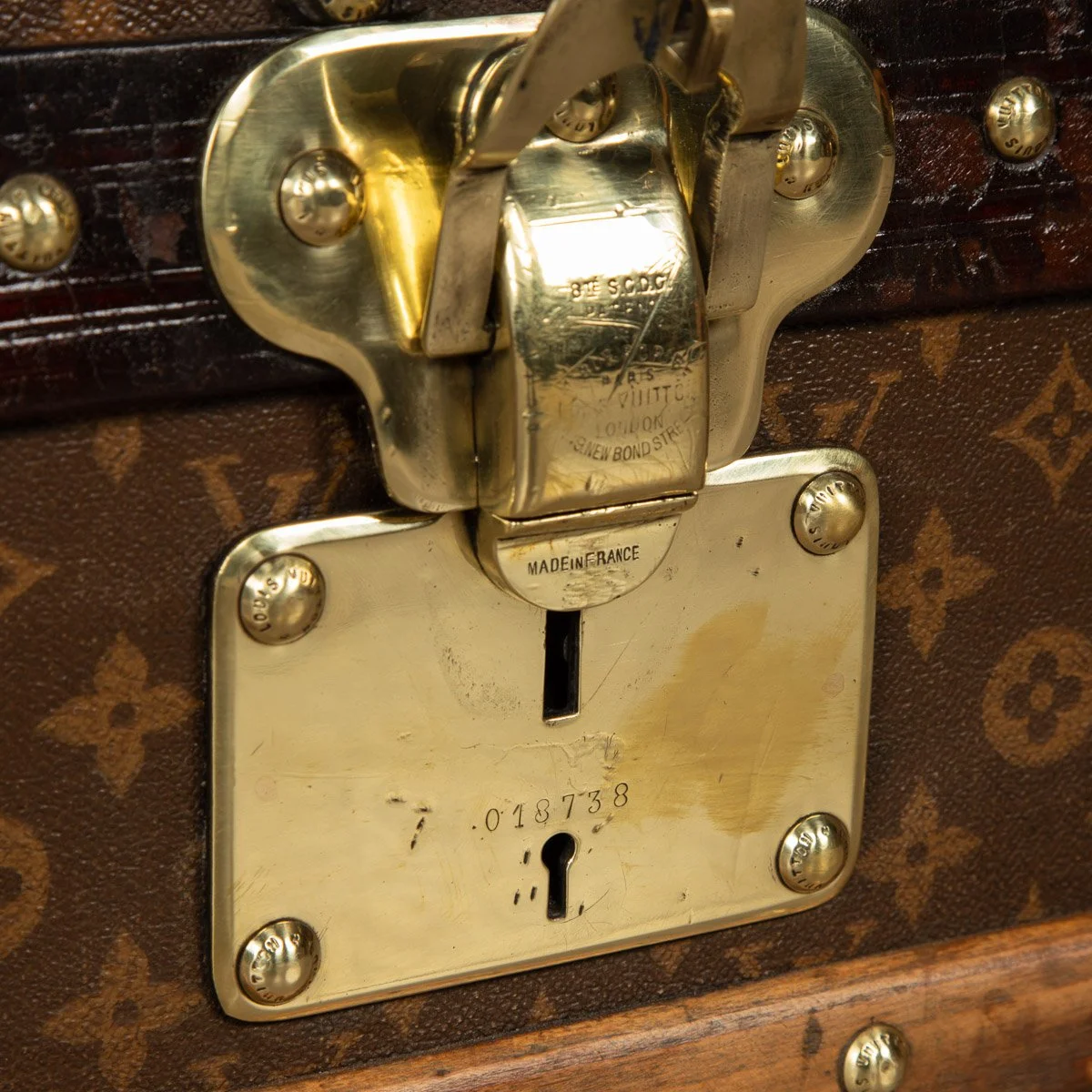 Pushkin Antiques - STUNNING 20thC LOUIS VUITTON CABIN TRUNK IN MONOGRAM CANVAS, PARIS c.1910 - 12.jpg