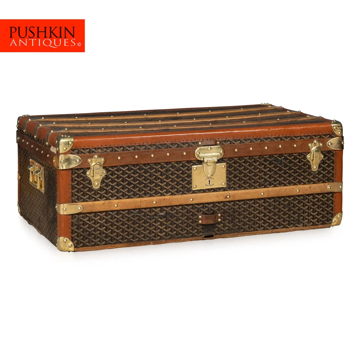 PUSHKIN ANTIQUES - ANTIQUE 20thC FRENCH CABIN TRUNK TRUNK BY GOYARD c.1900 - 15.jpg