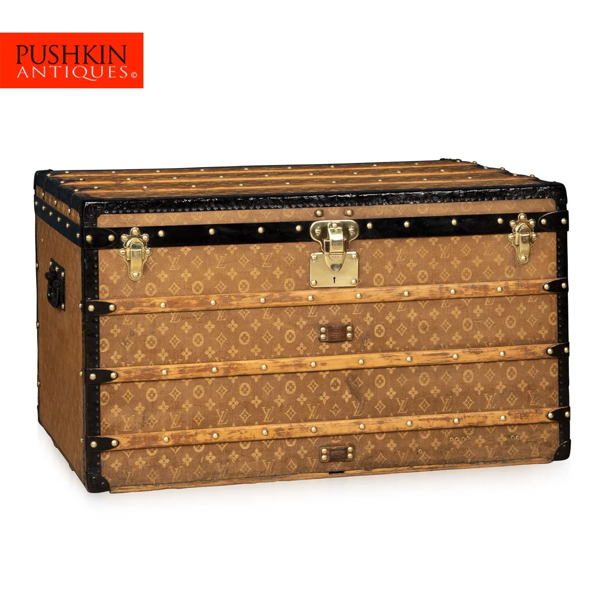 PUSHKIN ANTIQUES - ANTIQUE 20thC LOUIS VUITTON TRUNK IN WOVEN CANVAS, PARIS c.1900 - 15.jpg