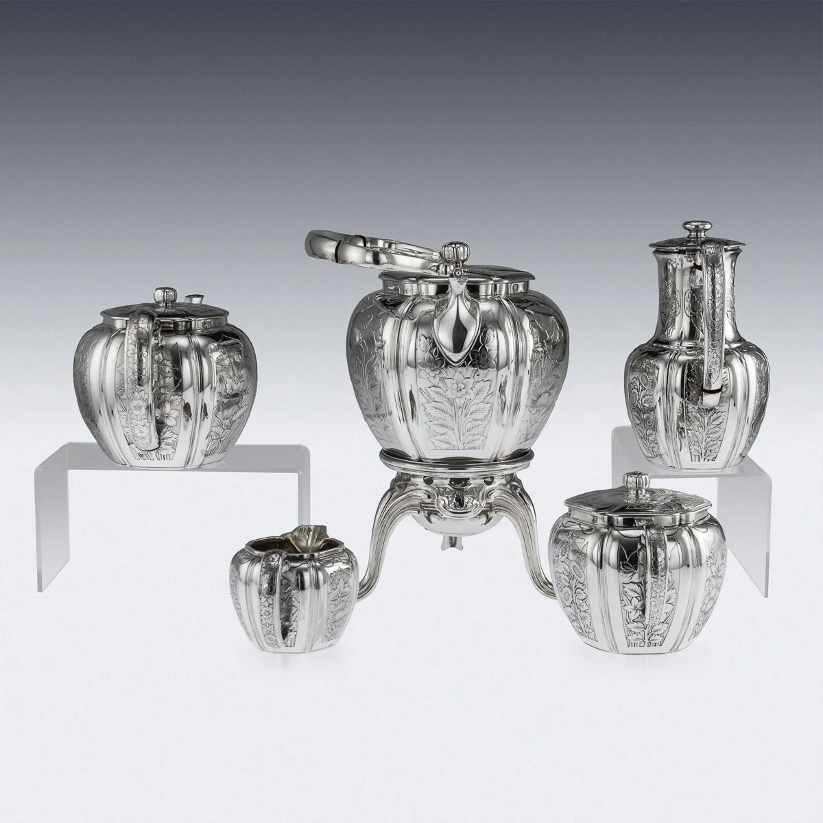 Pushkin Antiques - ANTIQUE 19thC FRENCH SOLID SILVER FIVE PIECE TEA SERVICE, ODIOT c.1880 - 2.jpg