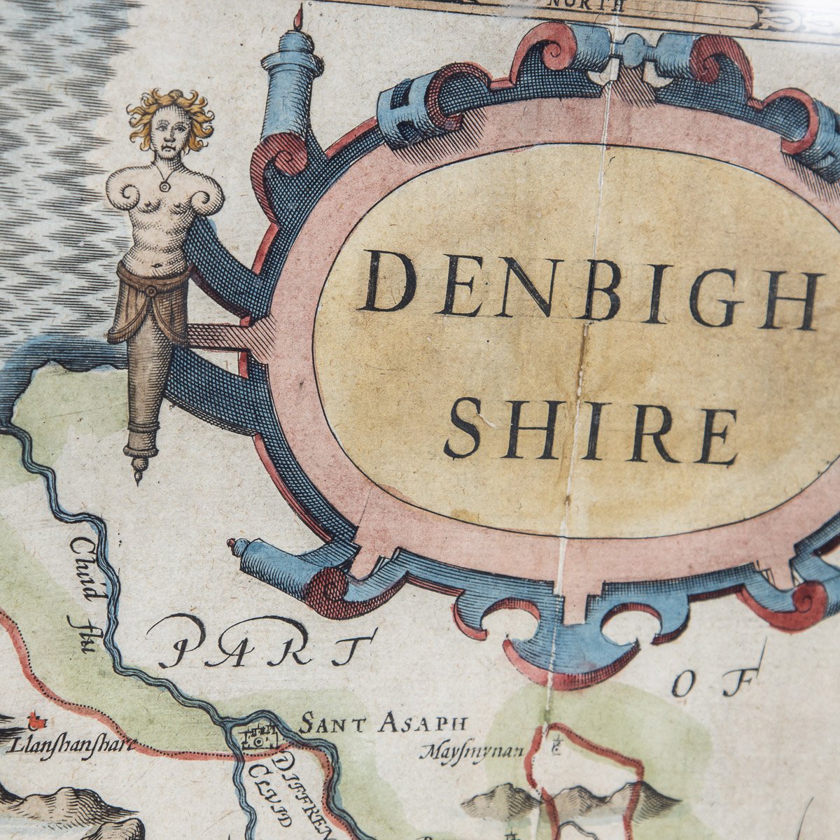 Denbighshire Replica HAND COLOURED Old John Speed map c.1610  UNIQUE Gift Idea 