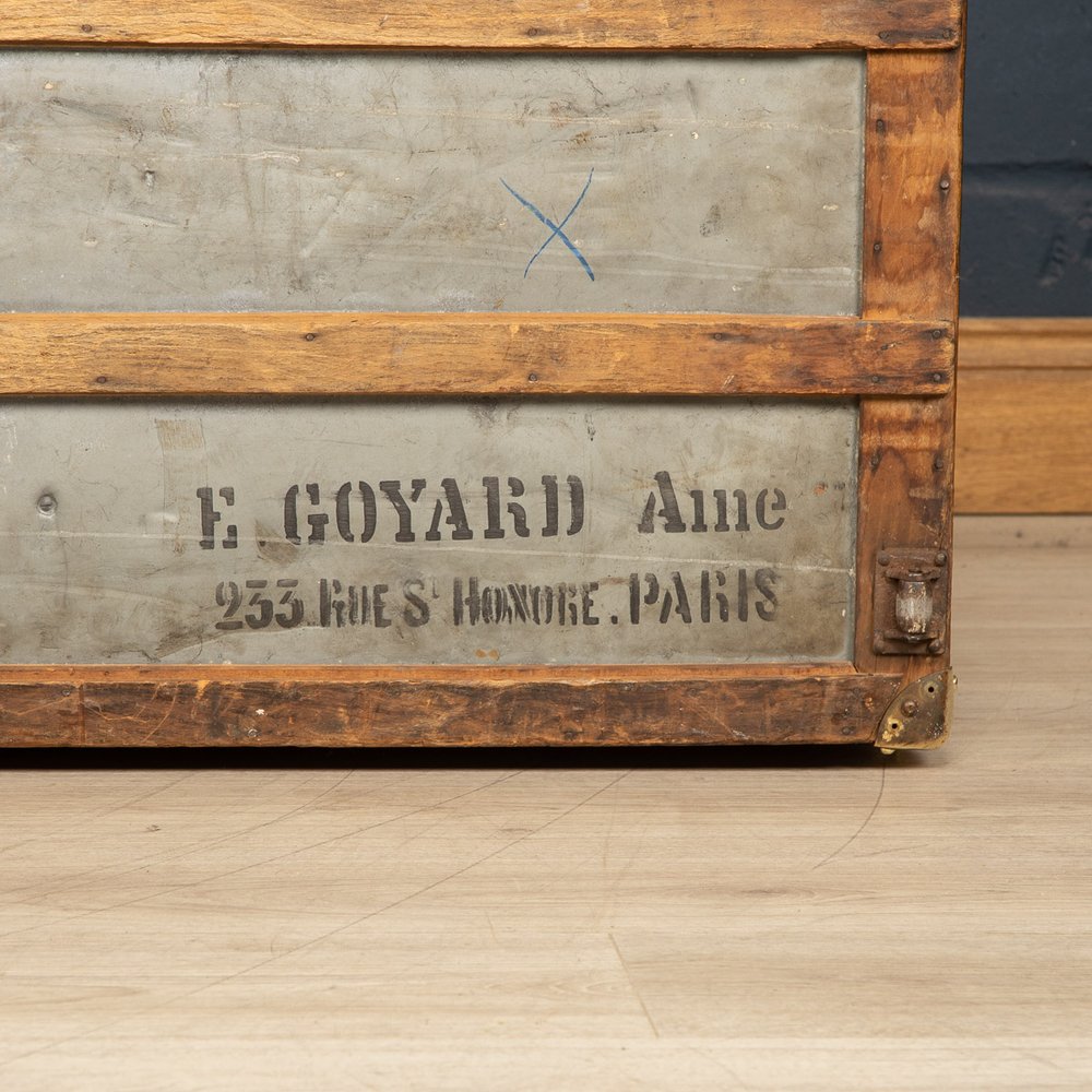 ANTIQUE 20thC GOYARD COURIER TRUNK IN CHEVRON PATERN, PARIS c.1900 —  Pushkin Antiques