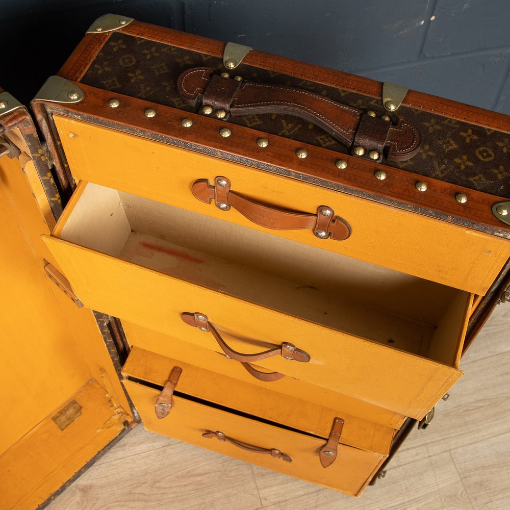 Louis Vuitton leather wardrobe trunk - Les Puces de Paris Saint-Ouen