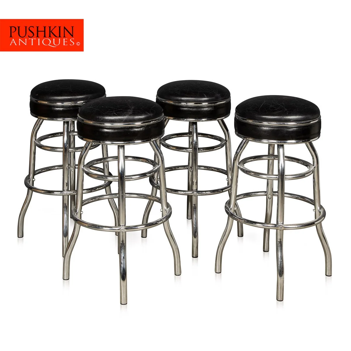 STUNNING MID 20thC SET OF FOUR AMERICAN SWIVEL TOP STOOLS c.1950 - 02.jpg