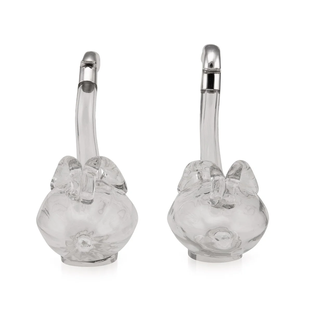 ANTIQUE 20thC CONTINENTAL SILVER PLATED & GLASS SWAN SHAPED CLARET JUGS c.1960 - 04.jpg