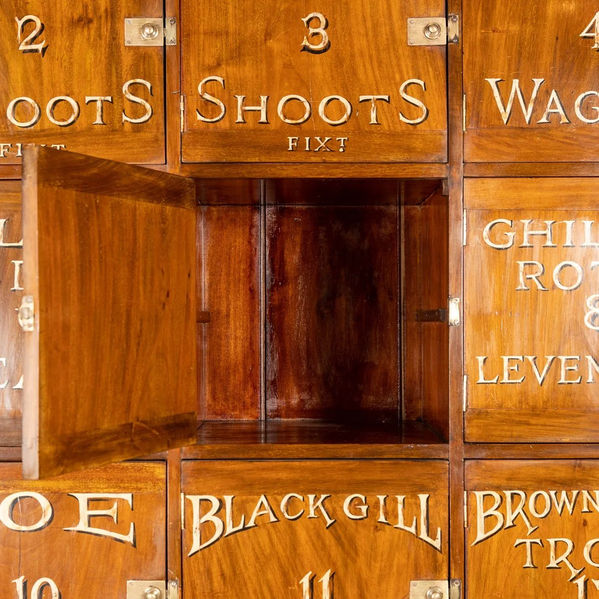 Pushkin Antiques - ANTIQUE 19thC ENGLISH MAHOGANY ESTATE OFFICE LOCKERS c.1890 - 11.jpg