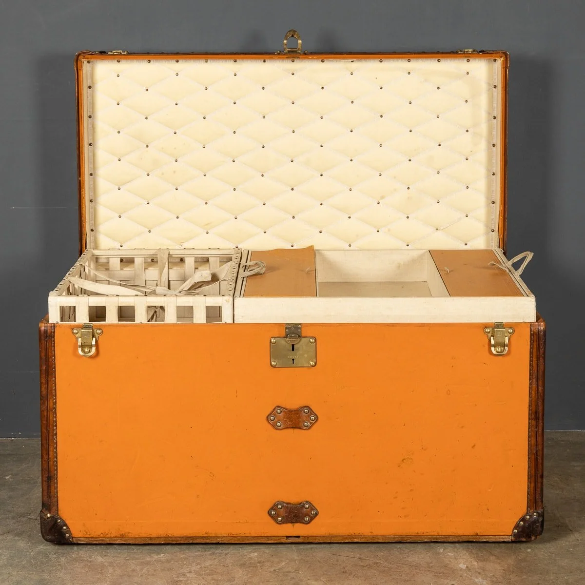 Pushkin Antiques - 20thC LOUIS VUITTON MALLE HAUTE TRUNK IN ORANGE %22VUITTONITE%22 CANVAS c.1900 - 11.jpg