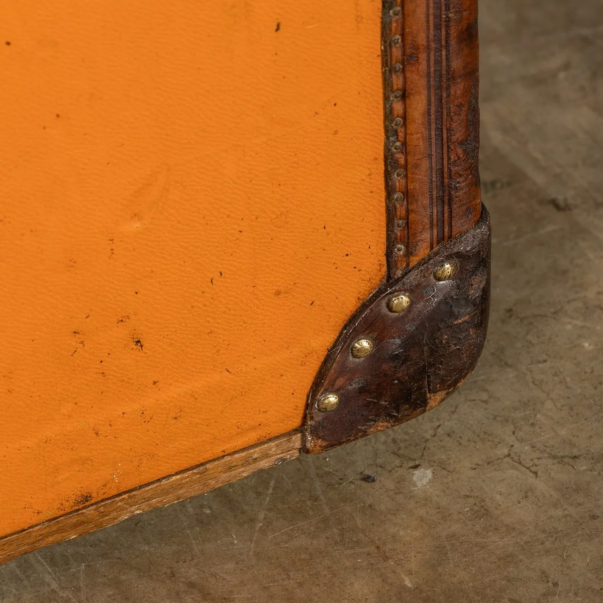 Pushkin Antiques - 20thC LOUIS VUITTON MALLE HAUTE TRUNK IN ORANGE %22VUITTONITE%22 CANVAS c.1900 - 30.jpg