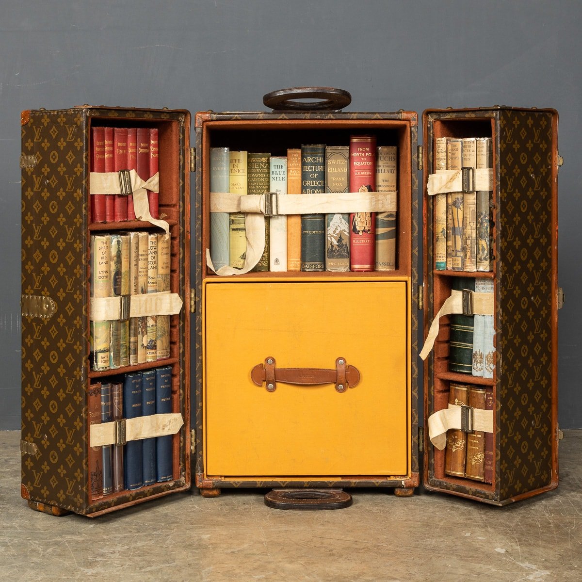 Pushkin Antiques - ANTIQUE 20thC RARE LOUIS VUITTON MONOGRAMED LIBRARY TRUNK c.1920 - 05.jpg