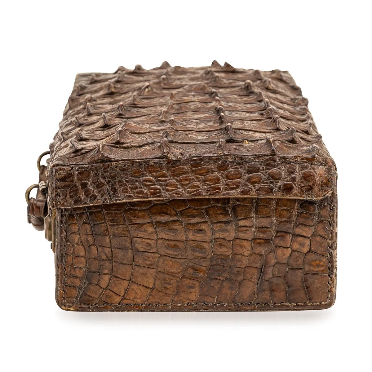Pushkin Antiques - ANTIQUE 20thC ENGLISH CROCODILE LEATHER SUITCASE c.1910 - 04.jpg
