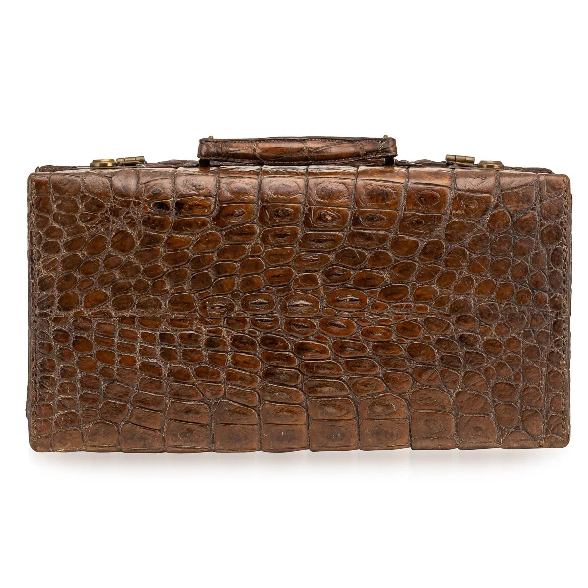 Pushkin Antiques - ANTIQUE 20thC ENGLISH CROCODILE LEATHER SUITCASE c.1910 - 08.jpg