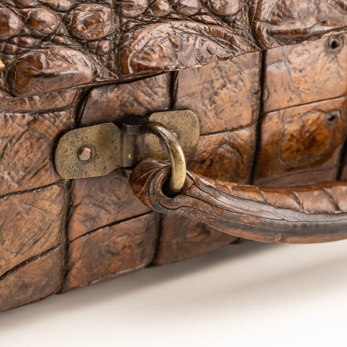 Pushkin Antiques - ANTIQUE 20thC ENGLISH CROCODILE LEATHER SUITCASE c.1910 - 11.jpg