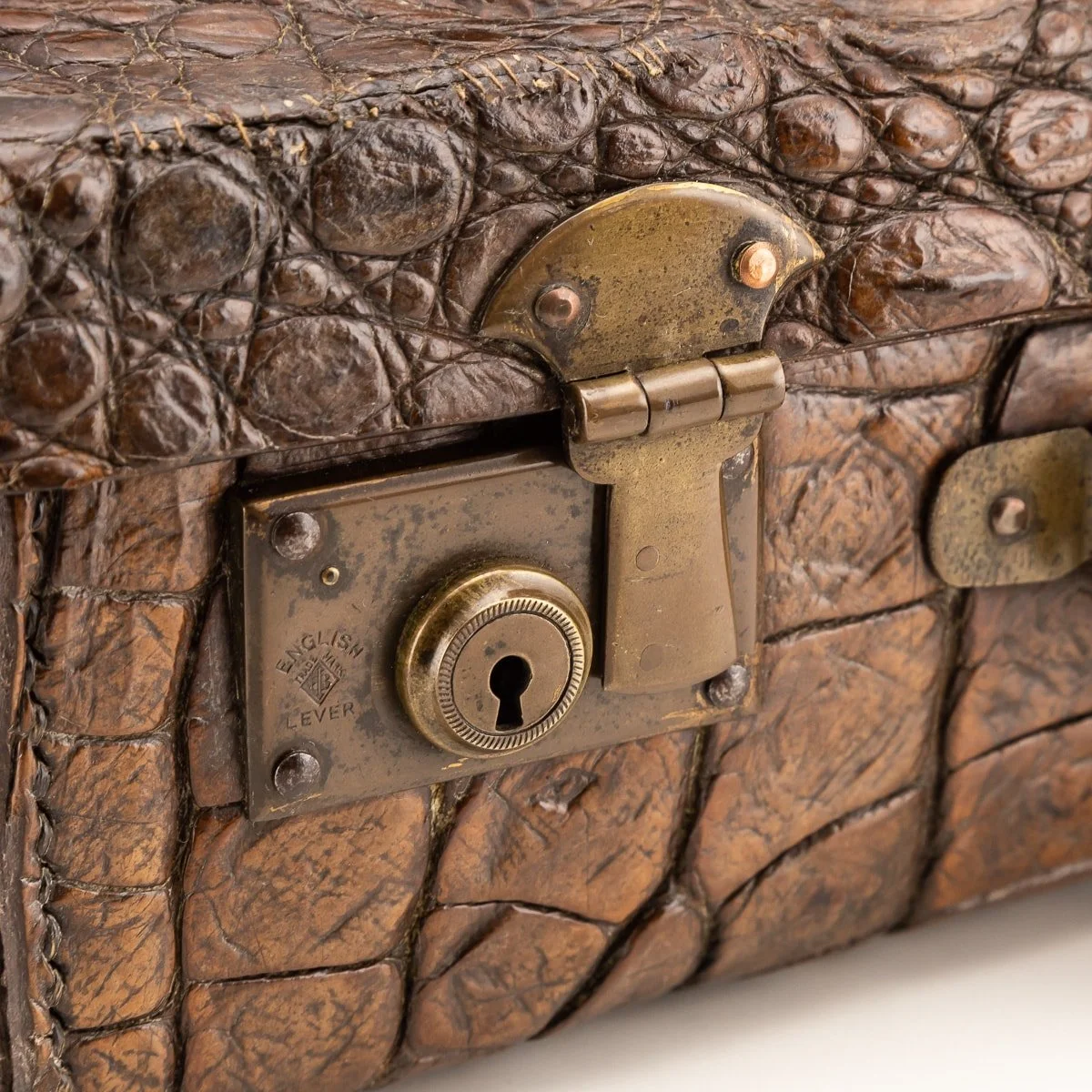 Pushkin Antiques - ANTIQUE 20thC ENGLISH CROCODILE LEATHER SUITCASE c.1910 - 10.jpg