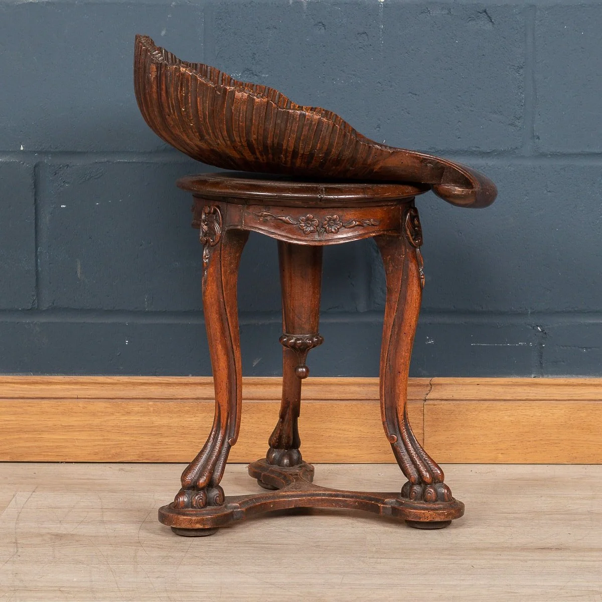 PUSHKIN ANTIQUES - GORGEOUS FRUITWOOD GROTTO PIANO STOOL, VENICE c.1880 - 07.jpg