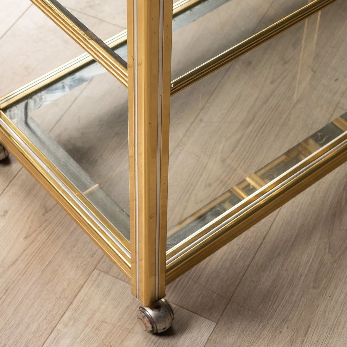 PUSHKIN ANTIQUES - STYLISH MID 20thC BRASS & CHROME DRINKS TROLLEY c.1980 - 38.jpg