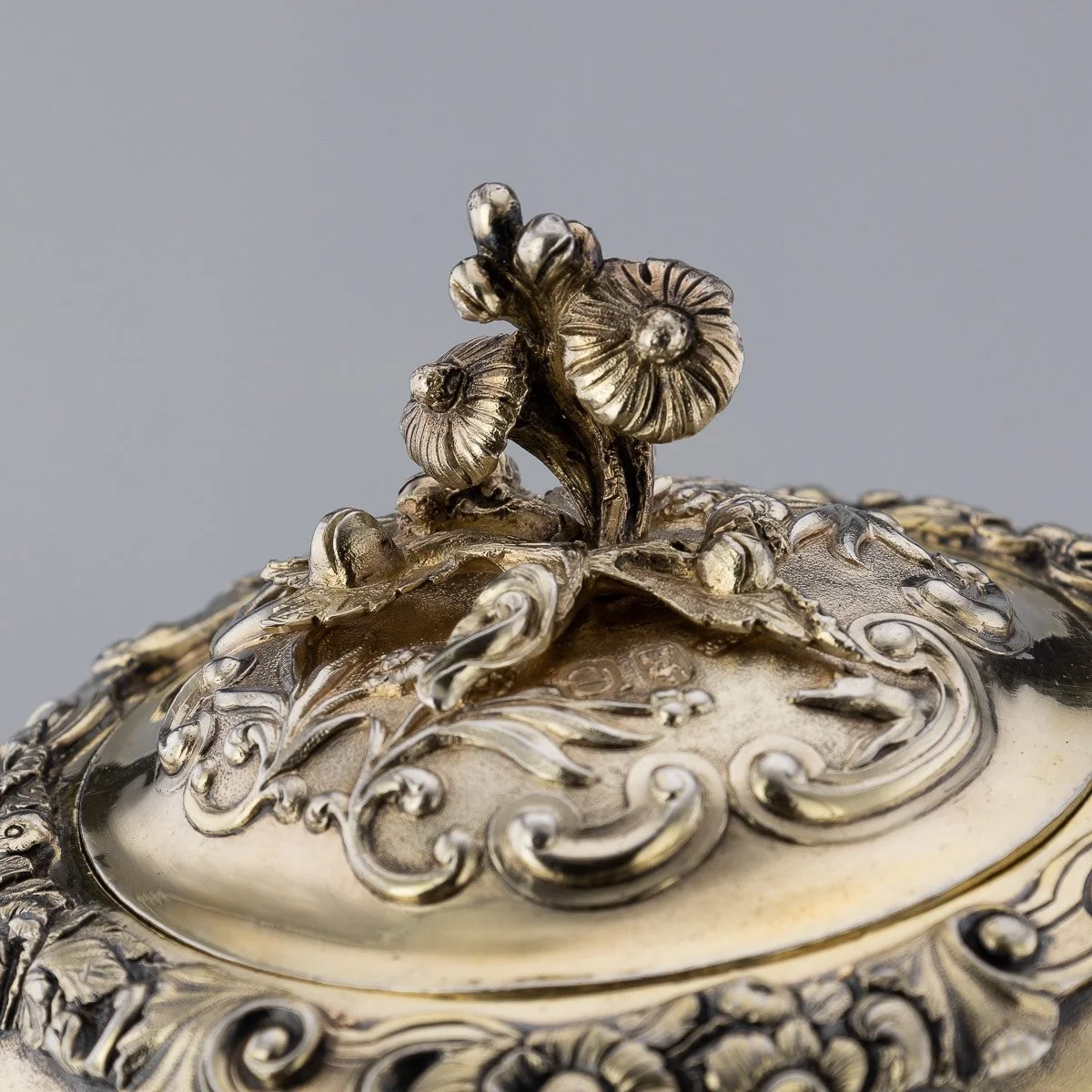 PUSHKIN ANTIQUES - ANTIQUE 19thC GEORGIAN SOLID SILVER GILT 7 PIECE TEA SERVICE, LONDON c.1818 - 55.jpg
