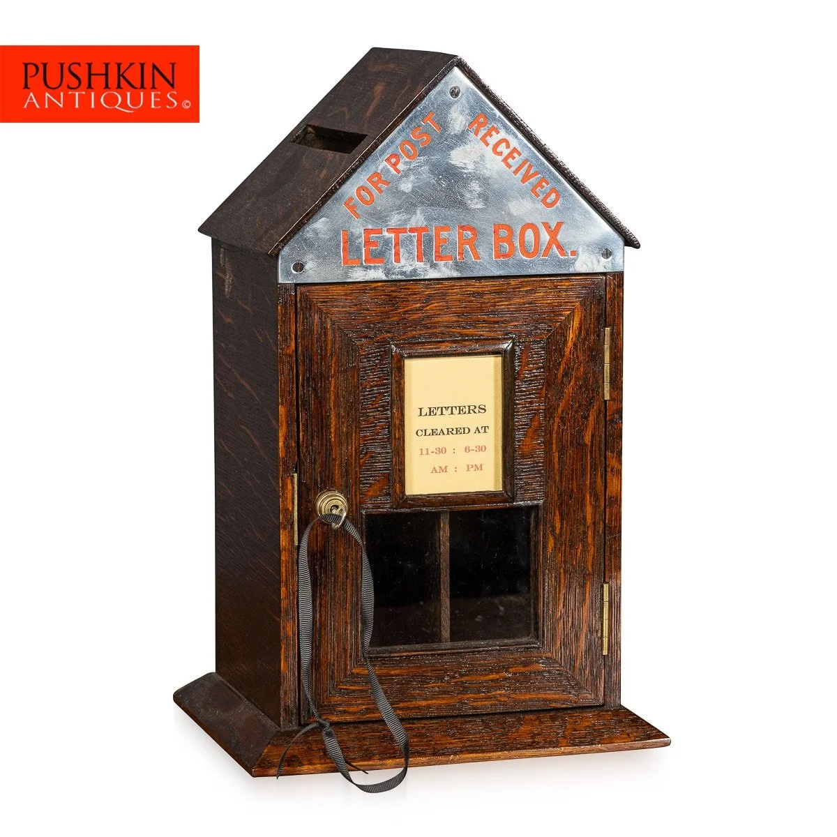 PUSHKIN ANTIQUES - ANTIQUE 20thC ENGLISH MAHOGANY INDOOR POST BOX c.1910 - 02.jpg