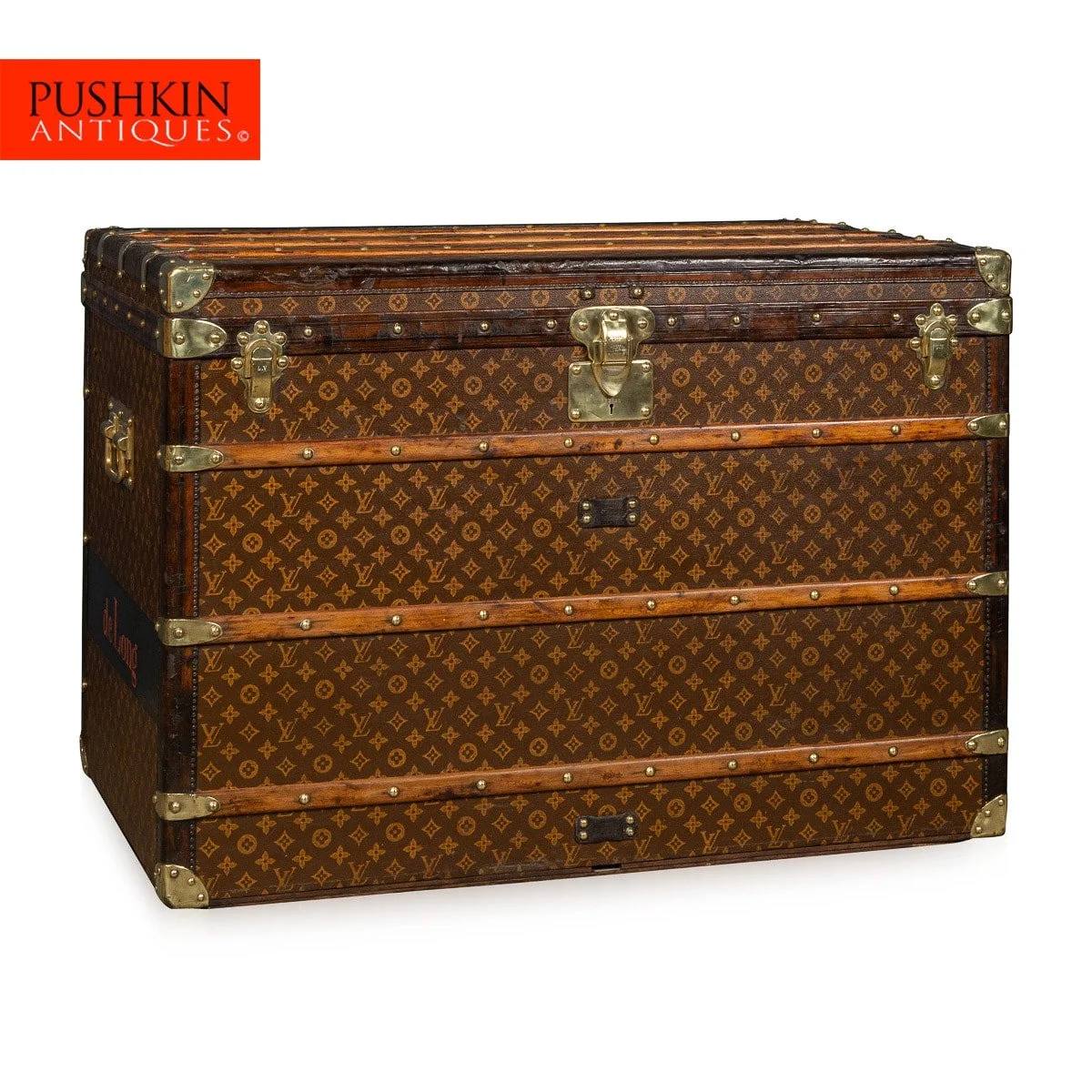 PUSHKIN ANTIQUES - 20thC LOUIS VUITTON CABIN TRUNK IN MONOGRAM CANVAS, PARIS c.1930 - 03.jpg
