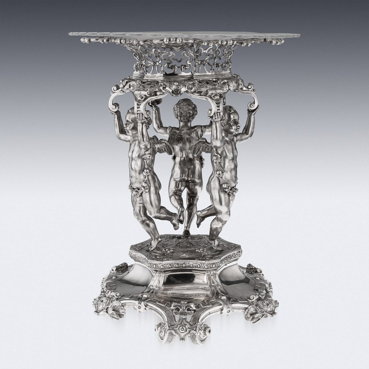 PUSHKIN ANTIQUES - ANTIQUE 19thC VICTORIAN SOLID SILVER FIGURAL CENTERPIECE, ROBERT GARRARD c.1845 - 04.jpg