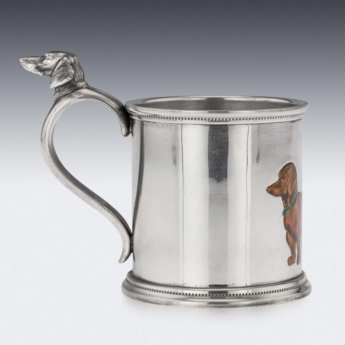 PUSHKIN ANTIQUES - ANTIQUE 20thC CARTIER SOLID SILVER & ENAMEL TEA GLASS HOLDER c.1920 - 06.jpg