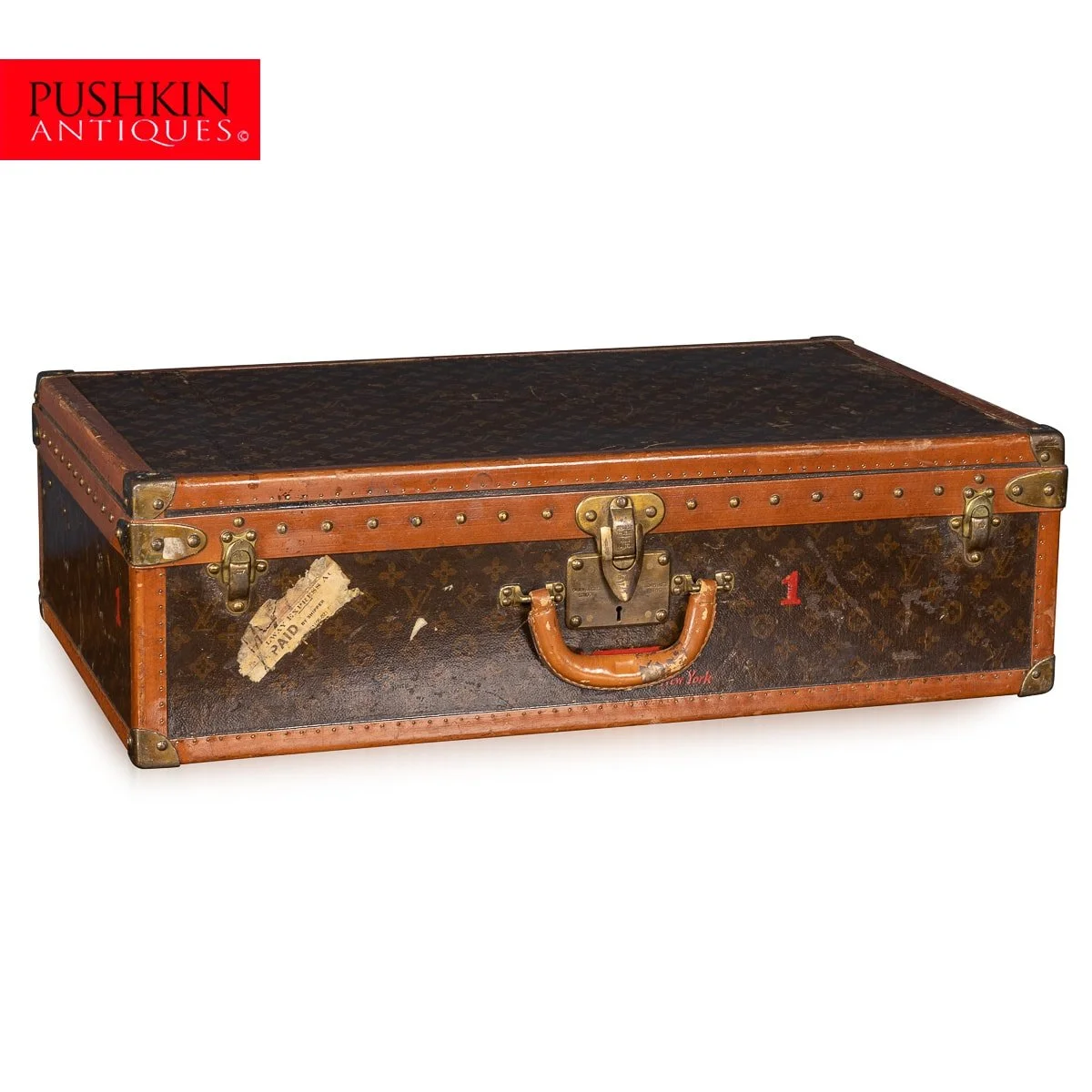 PUSHKIN ANTIQUES - MID 20thC LOUIS VUITTON SUITCASE IN MONOGRAM CANVAS, PARIS - 111.jpg