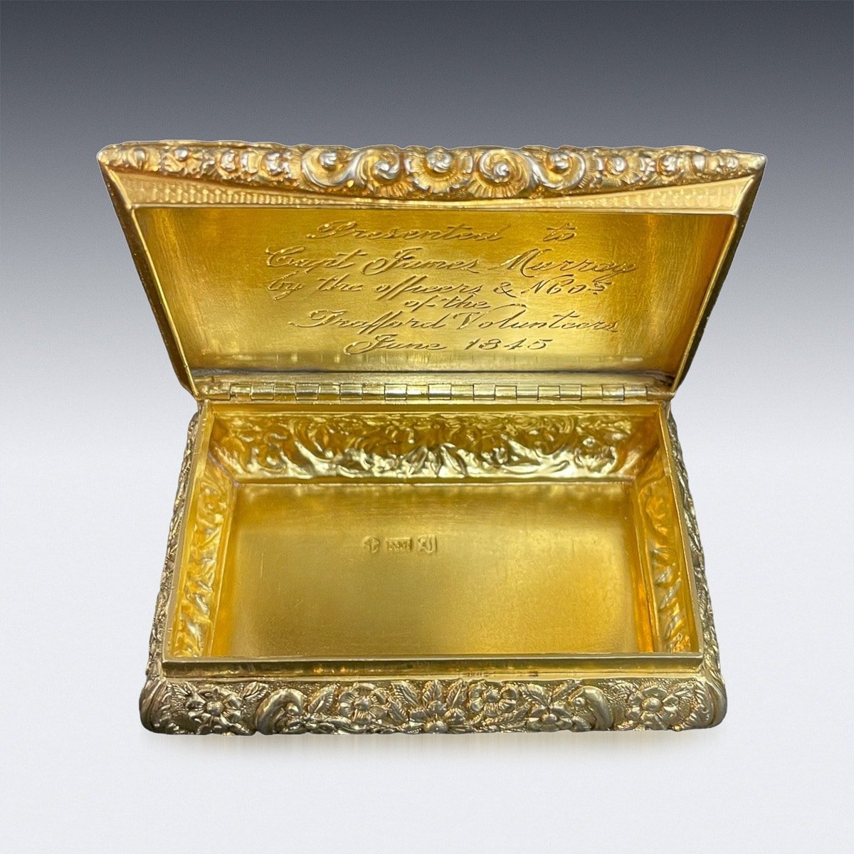 ANTIQUE 19thC REGENCY SOLID SILVER LARGE SNUFF BOX, NATHANIEL MILLS c ...