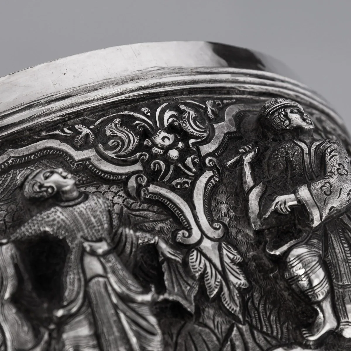 PUSHKIN ANTIQUES - ANTIQUE 19thC BURMESE SOLID SILVER BETEL BOX ON STAND, RANGOON c.1890 - 50.jpg