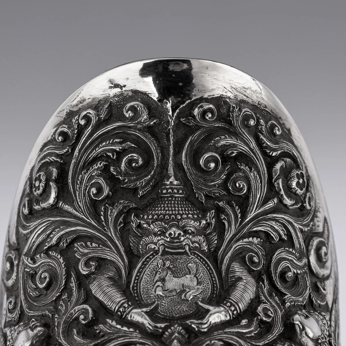 PUSHKIN ANTIQUES - ANTIQUE 19thC BURMESE SOLID SILVER WINE JUG, MAUNG SHWE YON c.1890 - 11.jpg